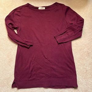 Loft maroon 3/4 sleeve cotton knit sweater sz small